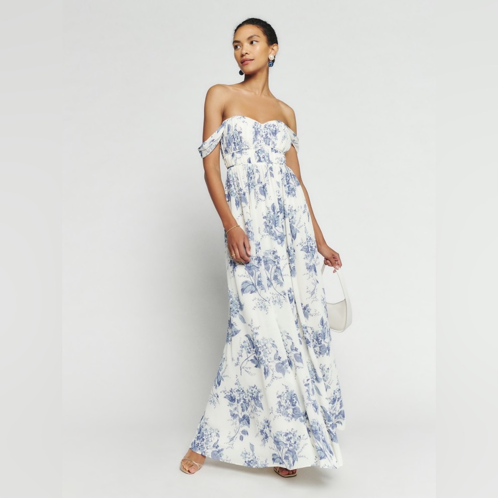 Reformation Jayde Dress blue floral dress Lupine Sz 10